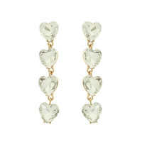 4-TIER CRYSTAL RHINESTONE HEART SHAPED EARRINGS